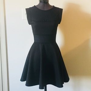 Black Futuristic Mesh Panel Skater Dress
